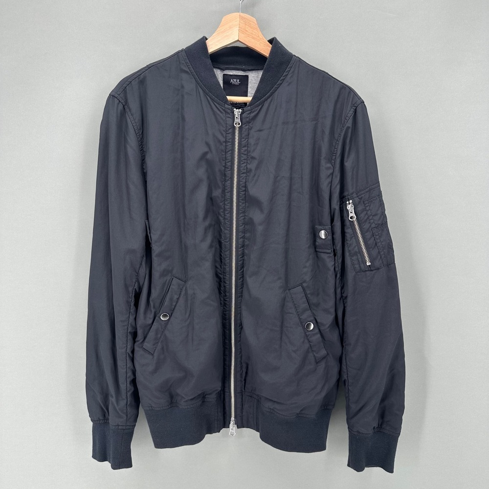 AZUL by moussy Black Bomber Jacket Mens Medium Lightweight‎ Casual Travel Street